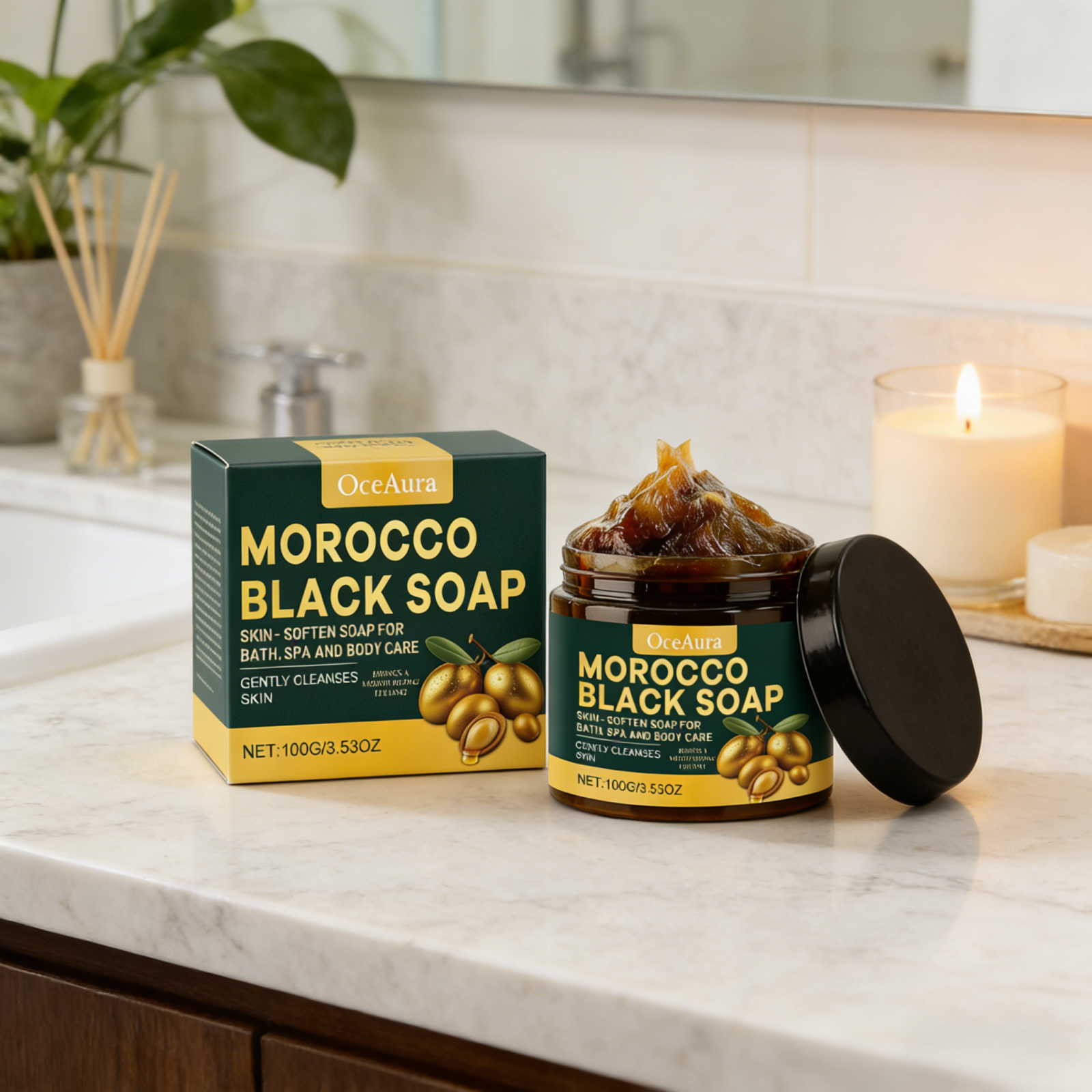 OceAura Morocco Black Soap 100g thumbnail 3